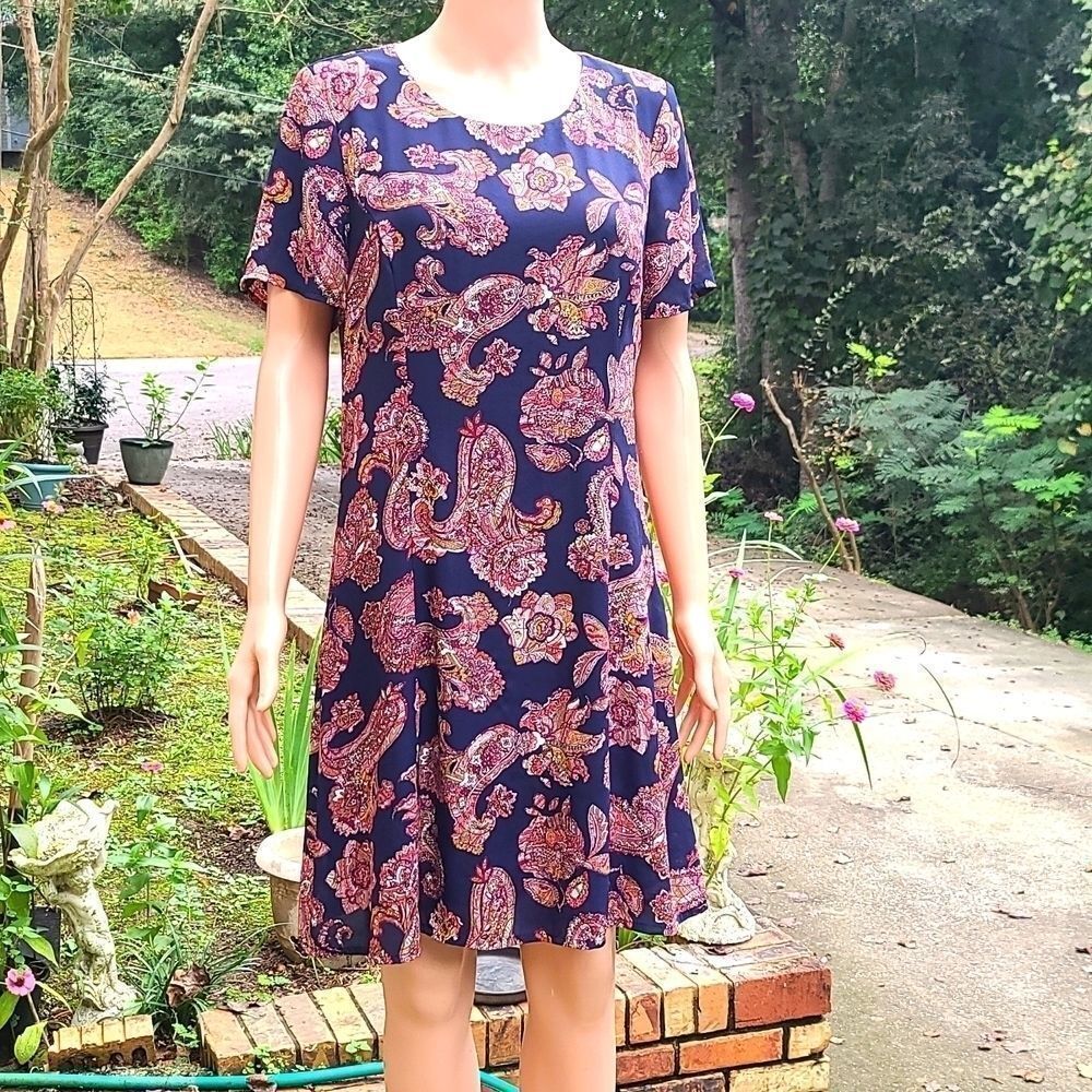 Signature studio navy blue paisley dress